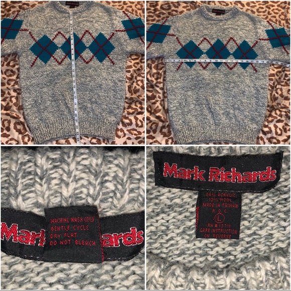 MARK RICHARDS Argyle Sweater Vintage - Picture 8 of 8